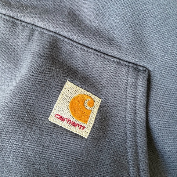 Mens Vintage 1990s Carhartt Charcoal Hoodie with Logo Patch | Size XL - Picture 1 of 6